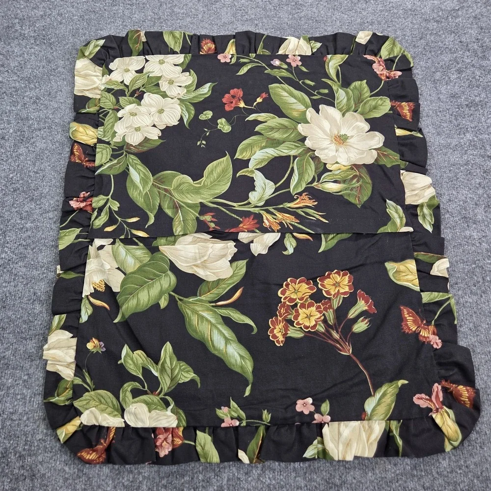 Waverly Garden‎ Magnolia Dogwood 20.5X25 Throw Pillow Cover Black White